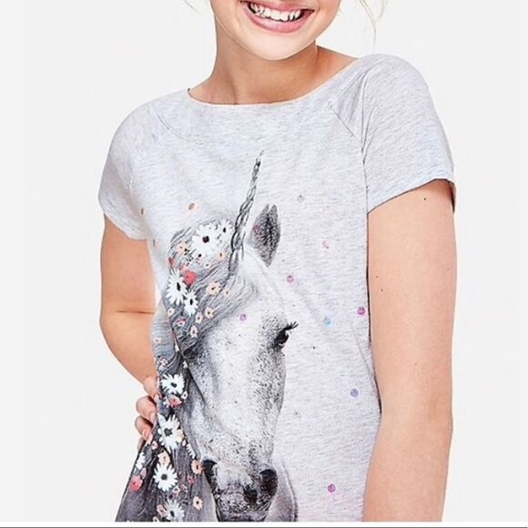 Justice Unicorn Graphic Sequins T-shirt 14/16 - Picture 2 of 9